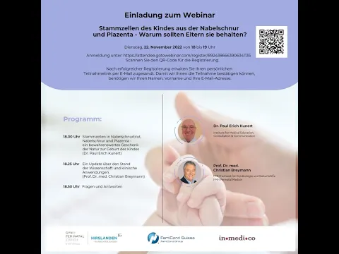 Webinar - Stammzellen des Kindes aus der Nabelschnur & Plazenta - Warum sollten Eltern sie behalten?